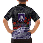Fremantle Dockers ANZAC Day Family Matching Tank Maxi Dress and Hawaiian Shirt Indigenous Dot Art with Poppy Flower Tribute