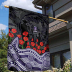 Fremantle Dockers ANZAC Day Garden Flag Indigenous Dot Art with Poppy Flower Tribute