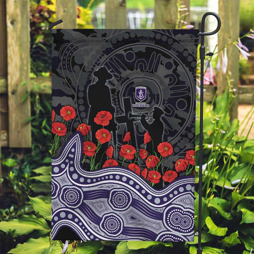 Fremantle Dockers ANZAC Day Garden Flag Indigenous Dot Art with Poppy Flower Tribute