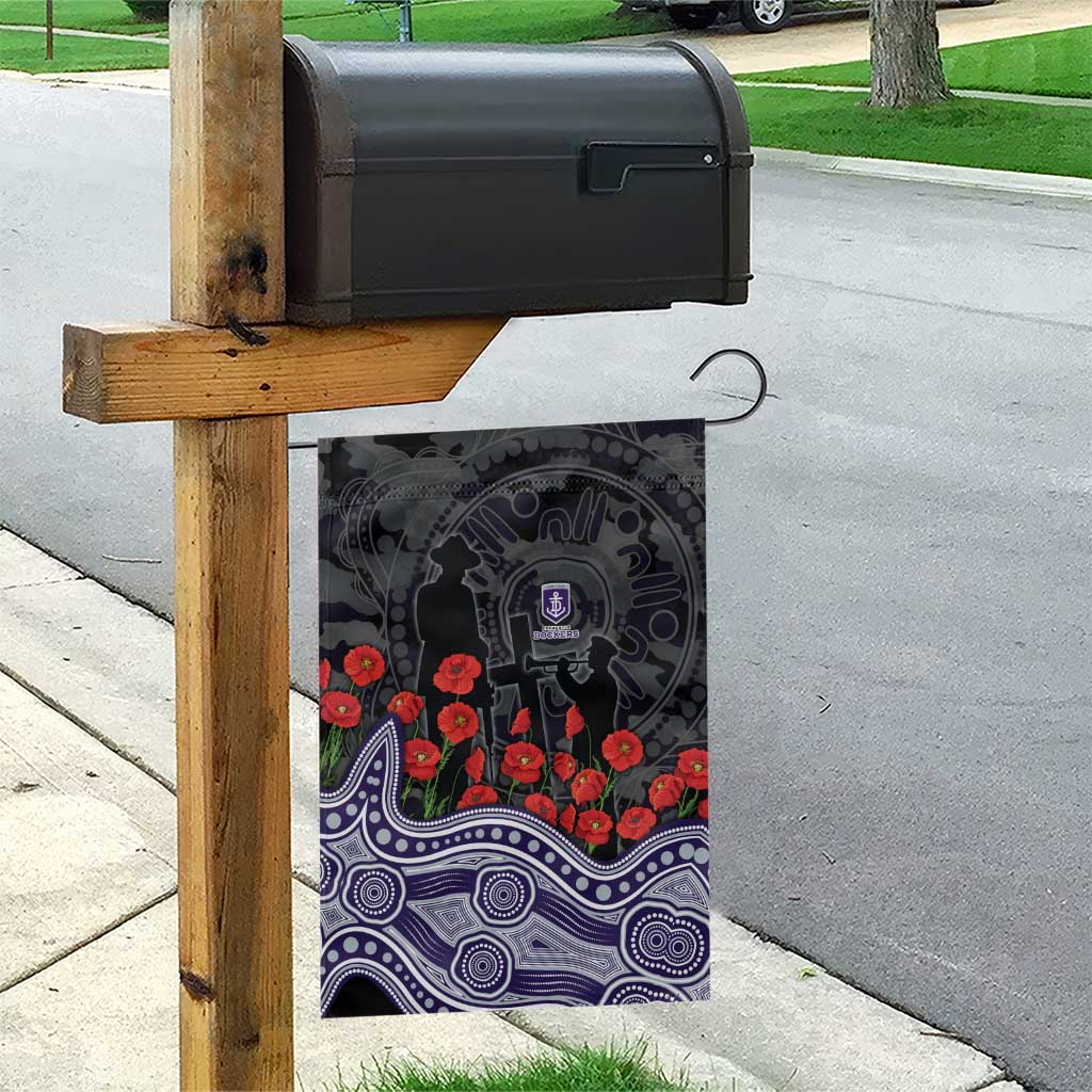 Fremantle Dockers ANZAC Day Garden Flag Indigenous Dot Art with Poppy Flower Tribute