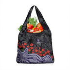 Fremantle Dockers ANZAC Day Grocery Bag Indigenous Dot Art with Poppy Flower Tribute