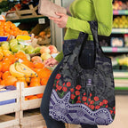 Fremantle Dockers ANZAC Day Grocery Bag Indigenous Dot Art with Poppy Flower Tribute