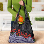 Fremantle Dockers ANZAC Day Grocery Bag Indigenous Dot Art with Poppy Flower Tribute