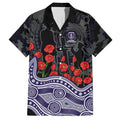 Fremantle Dockers ANZAC Day Hawaiian Shirt Indigenous Dot Art with Poppy Flower Tribute