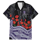 Fremantle Dockers ANZAC Day Hawaiian Shirt Indigenous Dot Art with Poppy Flower Tribute