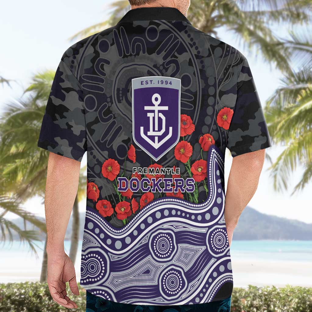 Fremantle Dockers ANZAC Day Hawaiian Shirt Indigenous Dot Art with Poppy Flower Tribute