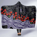 Fremantle Dockers ANZAC Day Hooded Blanket Indigenous Dot Art with Poppy Flower Tribute
