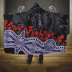Fremantle Dockers ANZAC Day Hooded Blanket Indigenous Dot Art with Poppy Flower Tribute