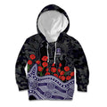 Fremantle Dockers ANZAC Day Kid Hoodie Indigenous Dot Art with Poppy Flower Tribute
