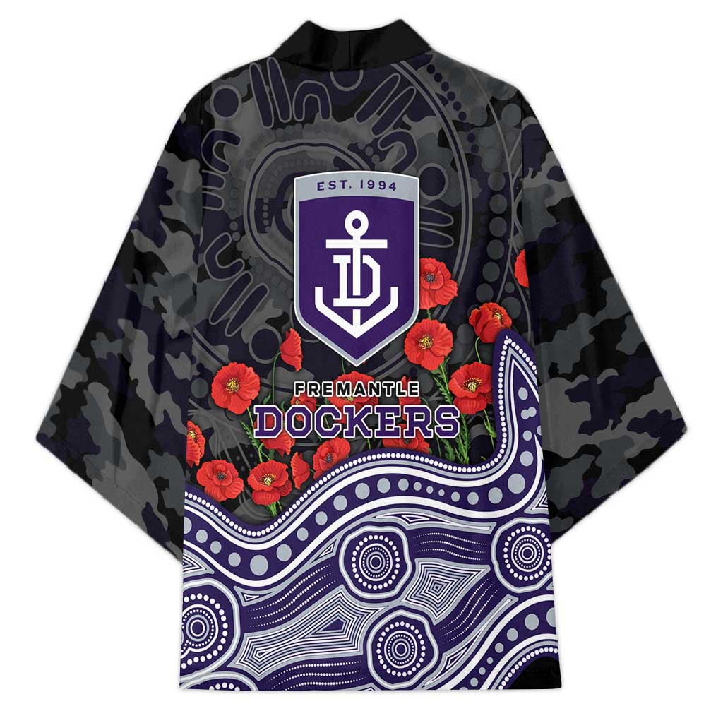 Fremantle Dockers ANZAC Day Kimono Indigenous Dot Art with Poppy Flower Tribute