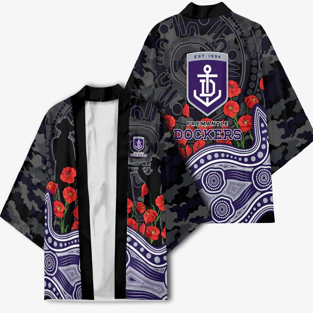 Fremantle Dockers ANZAC Day Kimono Indigenous Dot Art with Poppy Flower Tribute