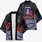 Fremantle Dockers ANZAC Day Kimono Indigenous Dot Art with Poppy Flower Tribute