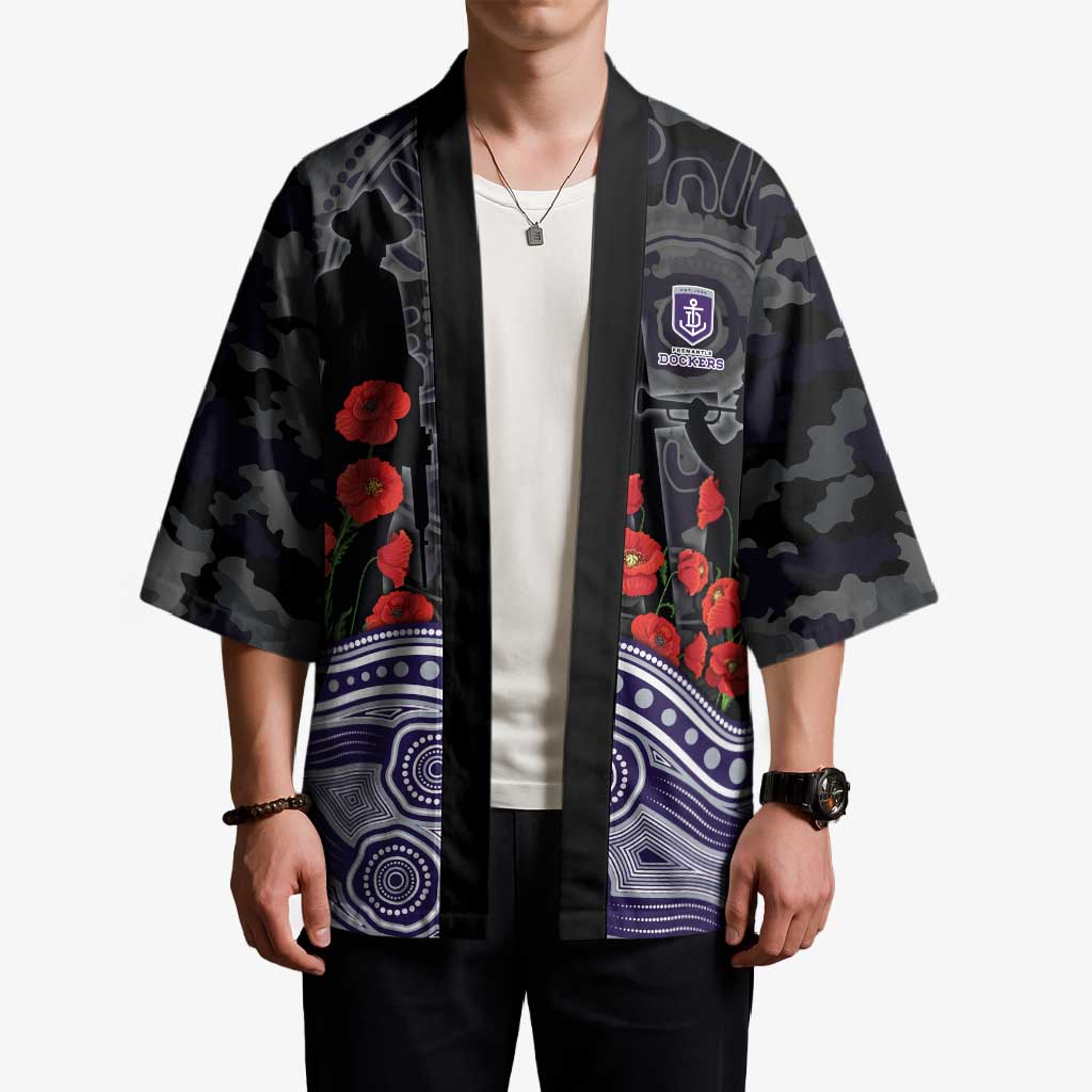 Fremantle Dockers ANZAC Day Kimono Indigenous Dot Art with Poppy Flower Tribute