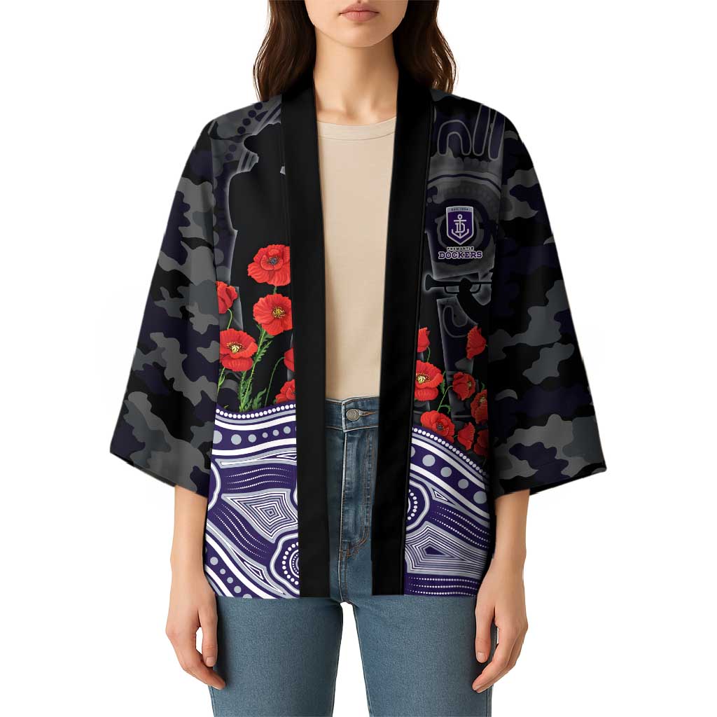 Fremantle Dockers ANZAC Day Kimono Indigenous Dot Art with Poppy Flower Tribute