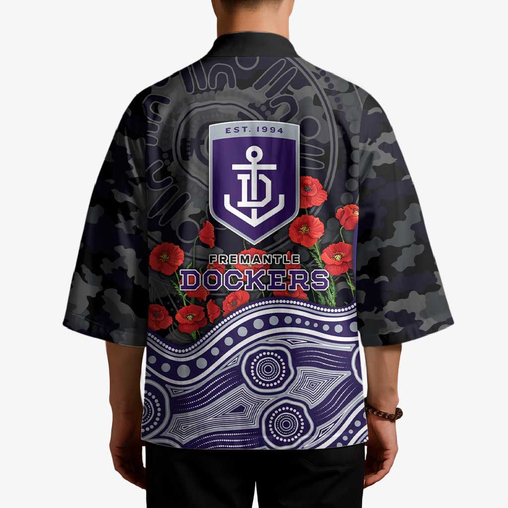 Fremantle Dockers ANZAC Day Kimono Indigenous Dot Art with Poppy Flower Tribute