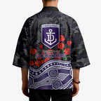 Fremantle Dockers ANZAC Day Kimono Indigenous Dot Art with Poppy Flower Tribute