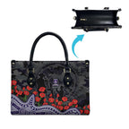 Fremantle Dockers ANZAC Day Leather Bag Indigenous Dot Art with Poppy Flower Tribute