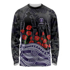 Fremantle Dockers ANZAC Day Long Sleeve Shirt Indigenous Dot Art with Poppy Flower Tribute
