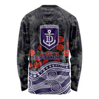 Fremantle Dockers ANZAC Day Long Sleeve Shirt Indigenous Dot Art with Poppy Flower Tribute