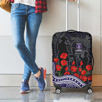 Fremantle Dockers ANZAC Day Luggage Cover Indigenous Dot Art with Poppy Flower Tribute