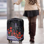 Fremantle Dockers ANZAC Day Luggage Cover Indigenous Dot Art with Poppy Flower Tribute