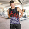 Fremantle Dockers ANZAC Day Men Tank Top Indigenous Dot Art with Poppy Flower Tribute