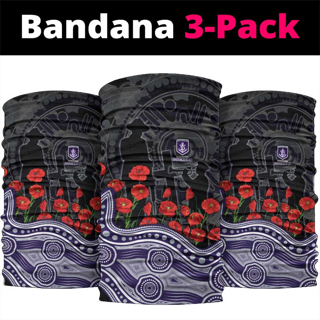Fremantle Dockers ANZAC Day Neck Gaiter Indigenous Dot Art with Poppy Flower Tribute