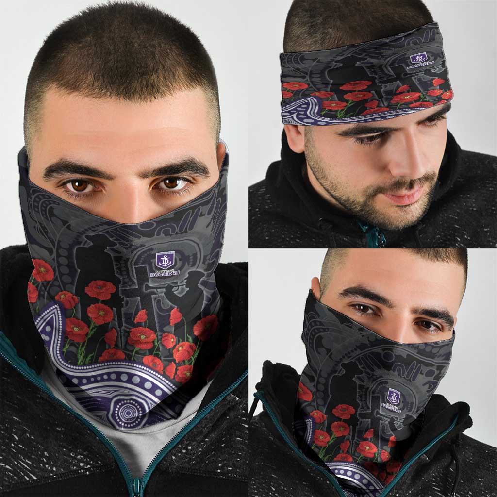 Fremantle Dockers ANZAC Day Neck Gaiter Indigenous Dot Art with Poppy Flower Tribute