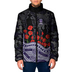 Fremantle Dockers ANZAC Day Padded Jacket Indigenous Dot Art with Poppy Flower Tribute