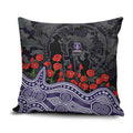 Fremantle Dockers ANZAC Day Pillow Cover Indigenous Dot Art with Poppy Flower Tribute