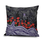 Fremantle Dockers ANZAC Day Pillow Cover Indigenous Dot Art with Poppy Flower Tribute