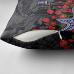 Fremantle Dockers ANZAC Day Pillow Cover Indigenous Dot Art with Poppy Flower Tribute