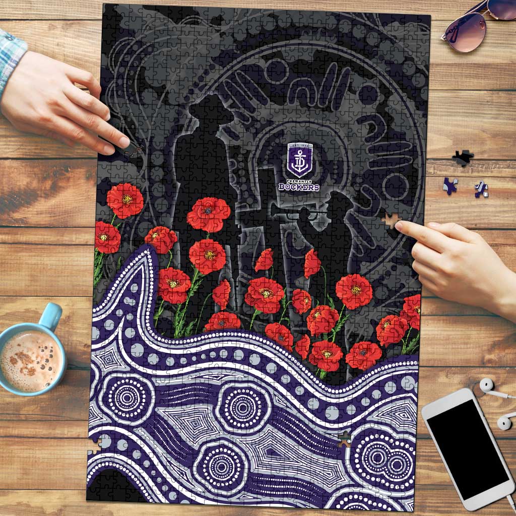Fremantle Dockers ANZAC Day Puzzle Indigenous Dot Art with Poppy Flower Tribute