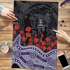 Fremantle Dockers ANZAC Day Puzzle Indigenous Dot Art with Poppy Flower Tribute
