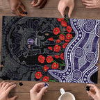 Fremantle Dockers ANZAC Day Puzzle Indigenous Dot Art with Poppy Flower Tribute