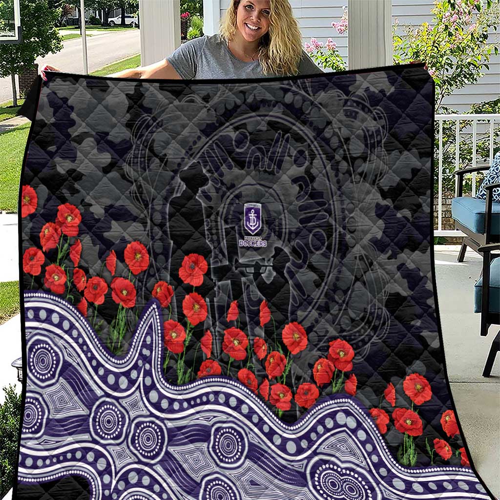 Fremantle Dockers ANZAC Day Quilt Indigenous Dot Art with Poppy Flower Tribute