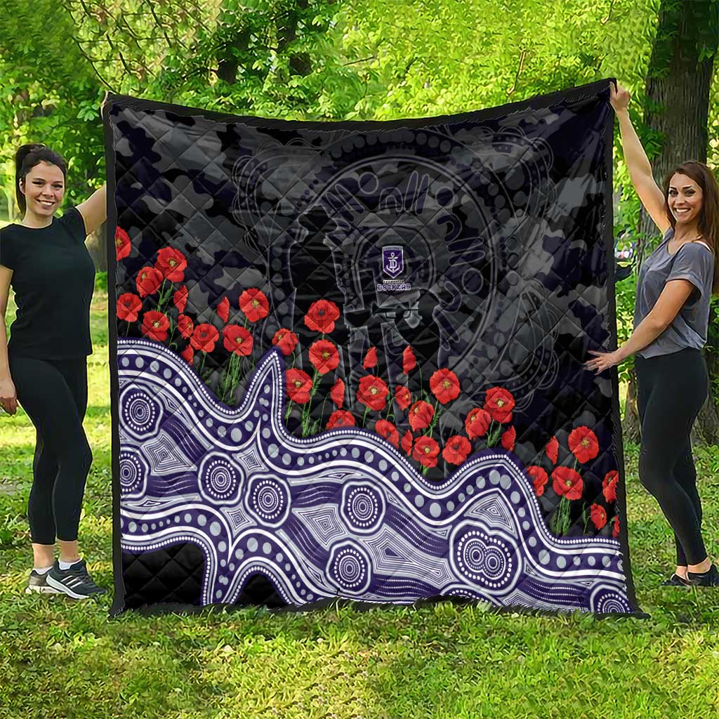 Fremantle Dockers ANZAC Day Quilt Indigenous Dot Art with Poppy Flower Tribute