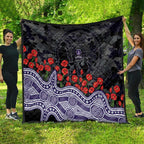 Fremantle Dockers ANZAC Day Quilt Indigenous Dot Art with Poppy Flower Tribute