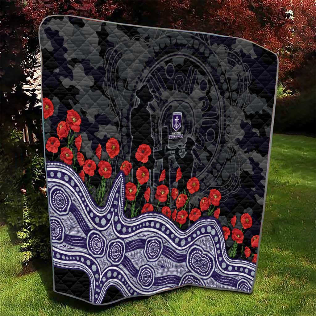 Fremantle Dockers ANZAC Day Quilt Indigenous Dot Art with Poppy Flower Tribute
