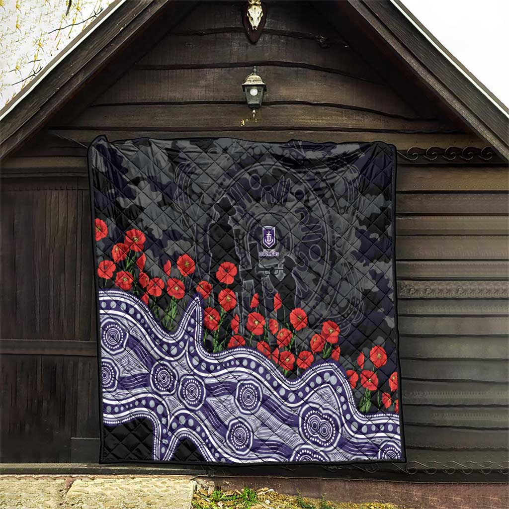 Fremantle Dockers ANZAC Day Quilt Indigenous Dot Art with Poppy Flower Tribute