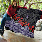 Fremantle Dockers ANZAC Day Quilt Indigenous Dot Art with Poppy Flower Tribute