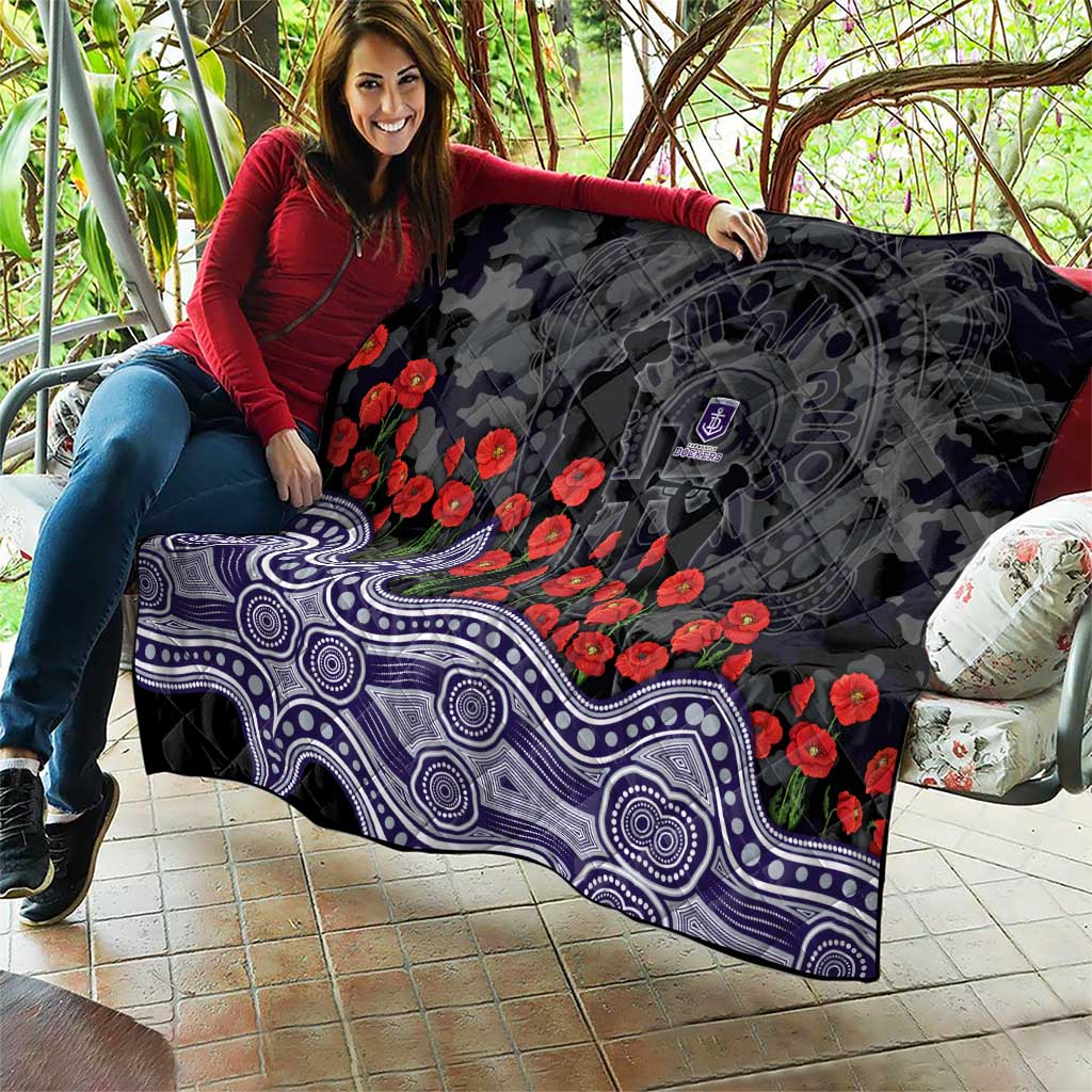 Fremantle Dockers ANZAC Day Quilt Indigenous Dot Art with Poppy Flower Tribute