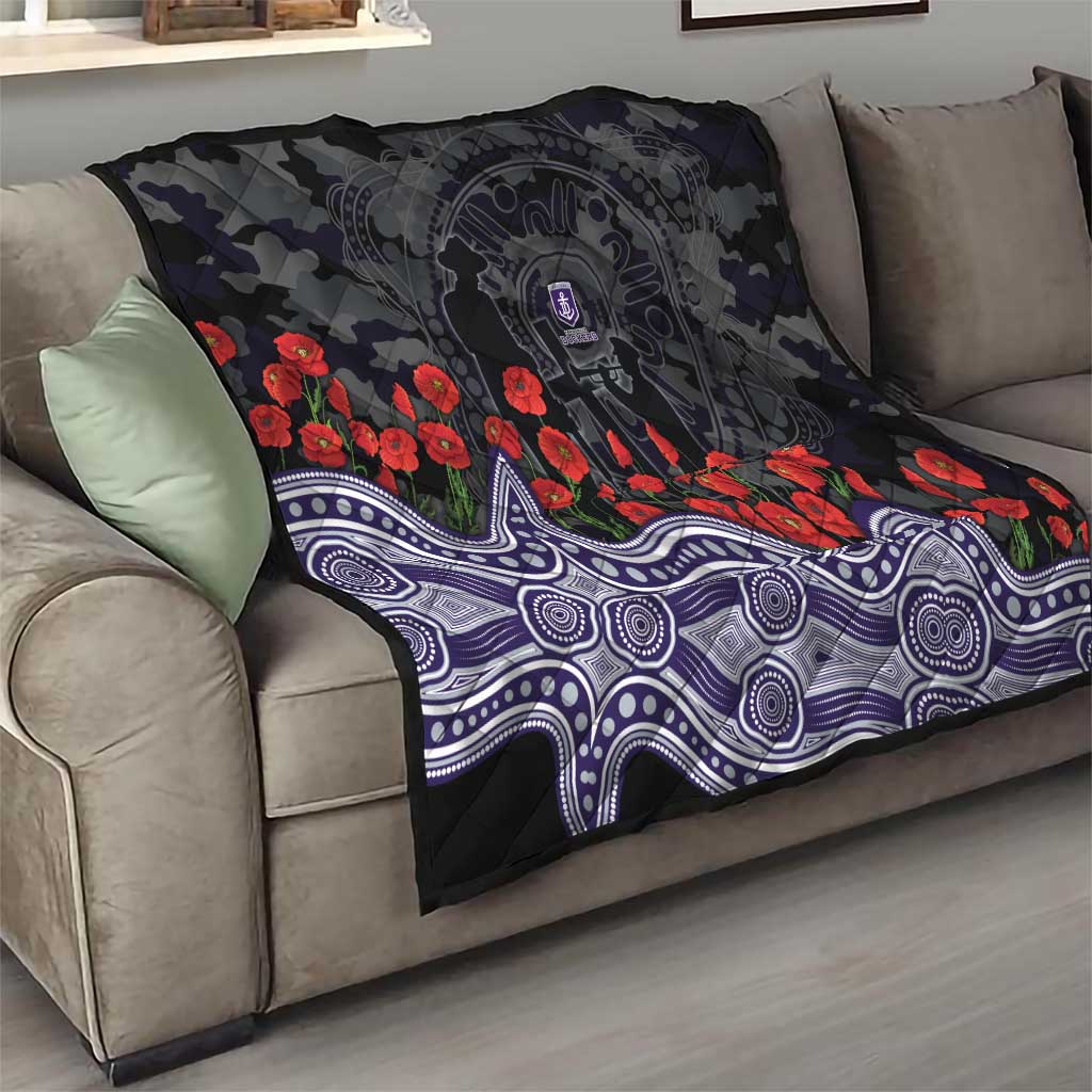 Fremantle Dockers ANZAC Day Quilt Indigenous Dot Art with Poppy Flower Tribute