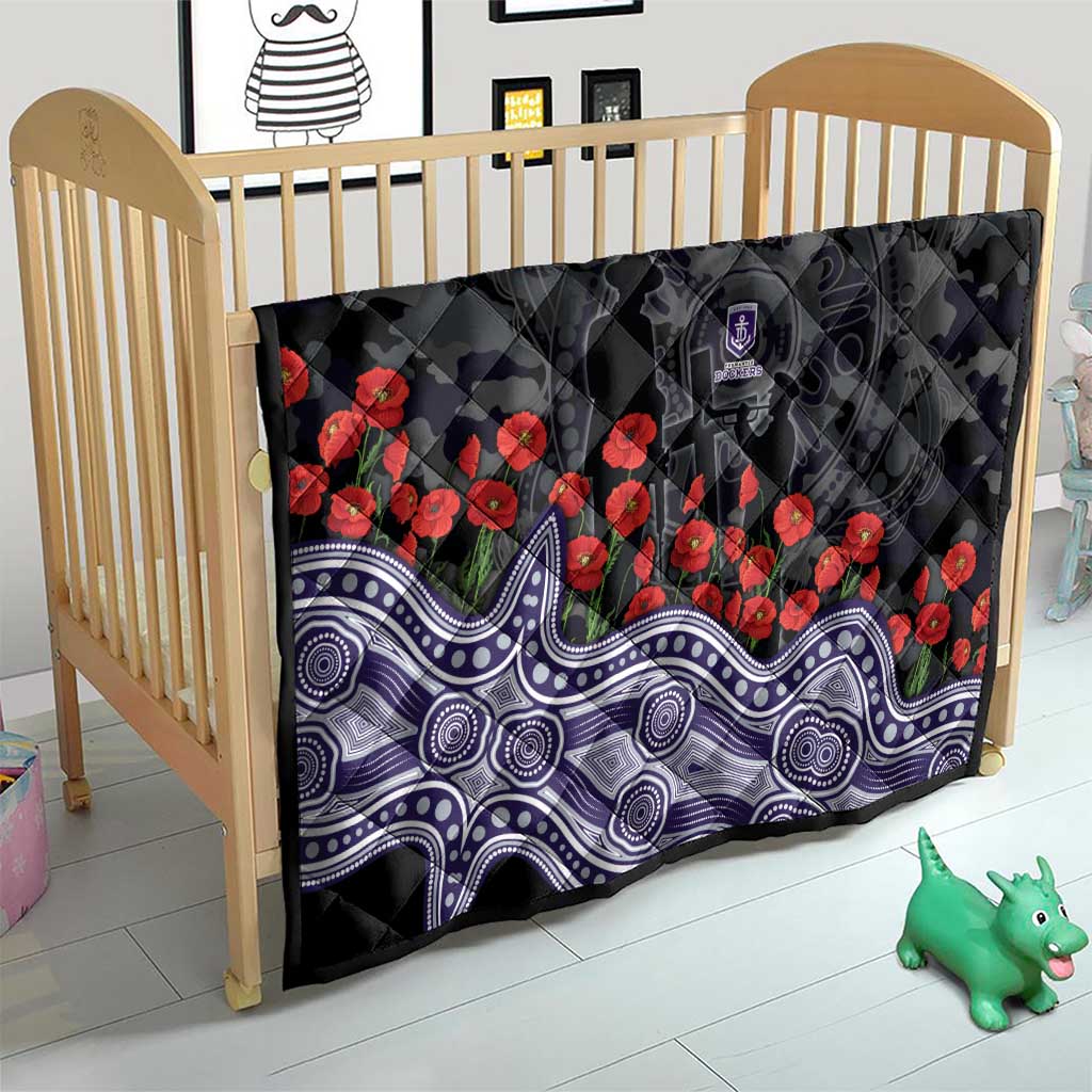Fremantle Dockers ANZAC Day Quilt Indigenous Dot Art with Poppy Flower Tribute