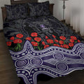 Fremantle Dockers ANZAC Day Quilt Bed Set Indigenous Dot Art with Poppy Flower Tribute