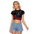 Fremantle Dockers ANZAC Day Raglan Cropped T Shirt Indigenous Dot Art with Poppy Flower Tribute