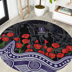Fremantle Dockers ANZAC Day Round Carpet Indigenous Dot Art with Poppy Flower Tribute