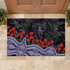 Fremantle Dockers ANZAC Day Rubber Doormat Indigenous Dot Art with Poppy Flower Tribute