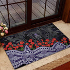 Fremantle Dockers ANZAC Day Rubber Doormat Indigenous Dot Art with Poppy Flower Tribute