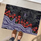 Fremantle Dockers ANZAC Day Rubber Doormat Indigenous Dot Art with Poppy Flower Tribute